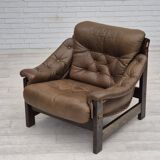 1970s, Scandinavian design, chair in safari style, original condition, leather.