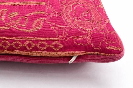 Set of 4 embroidered cushions with golden pink fuchsia elephant – 42x42 cm – front and back