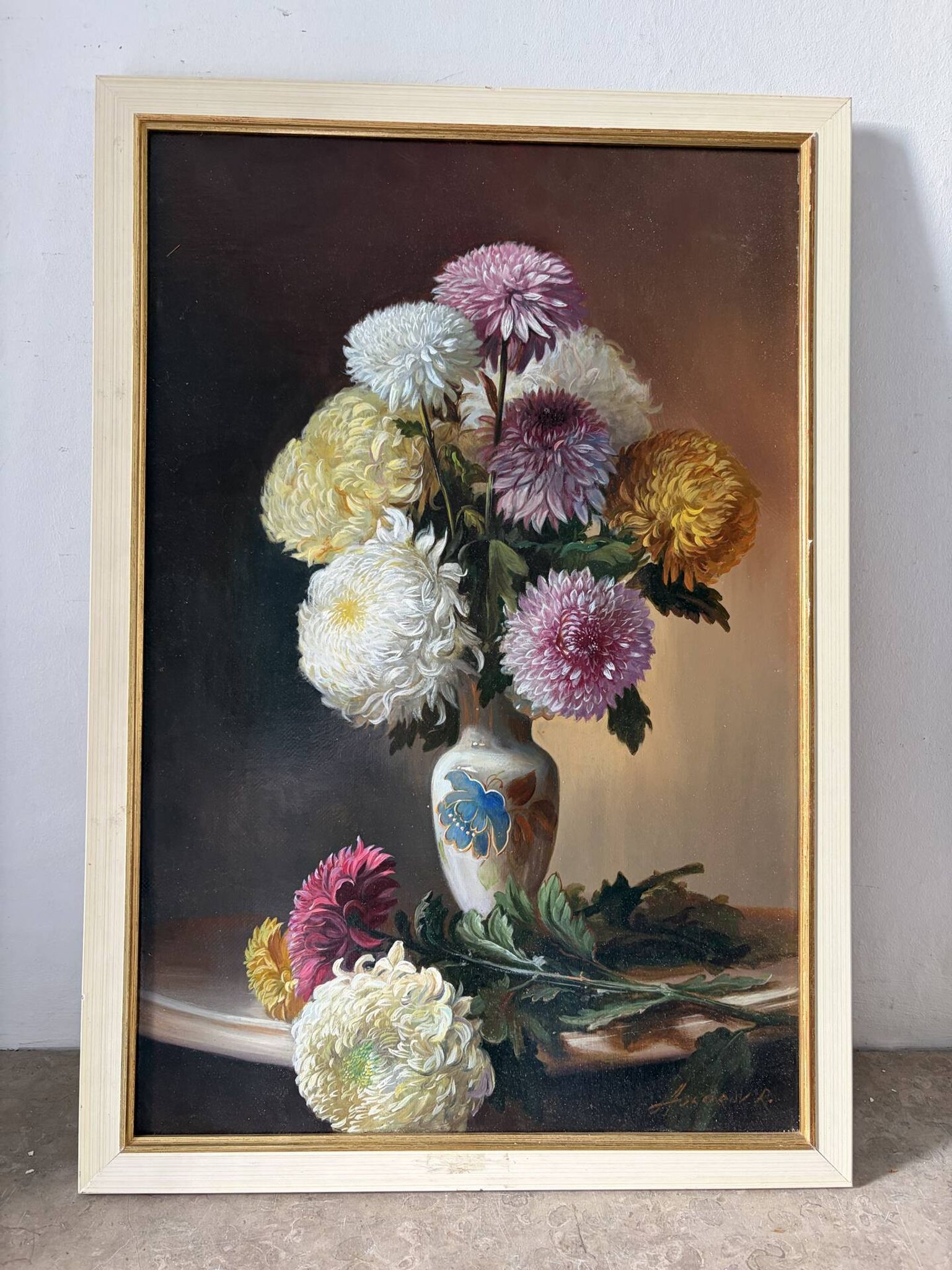“Fleurs” tableau russe, signé Askerov Rafik A