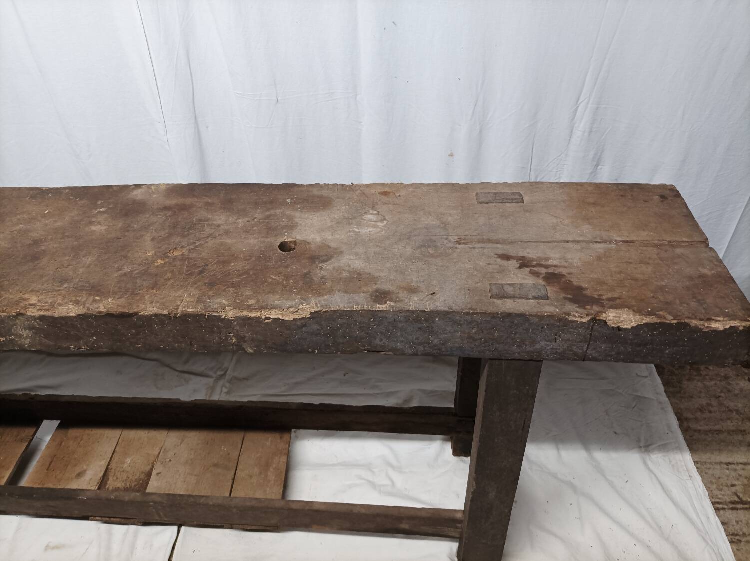 Old vintage wooden workbench