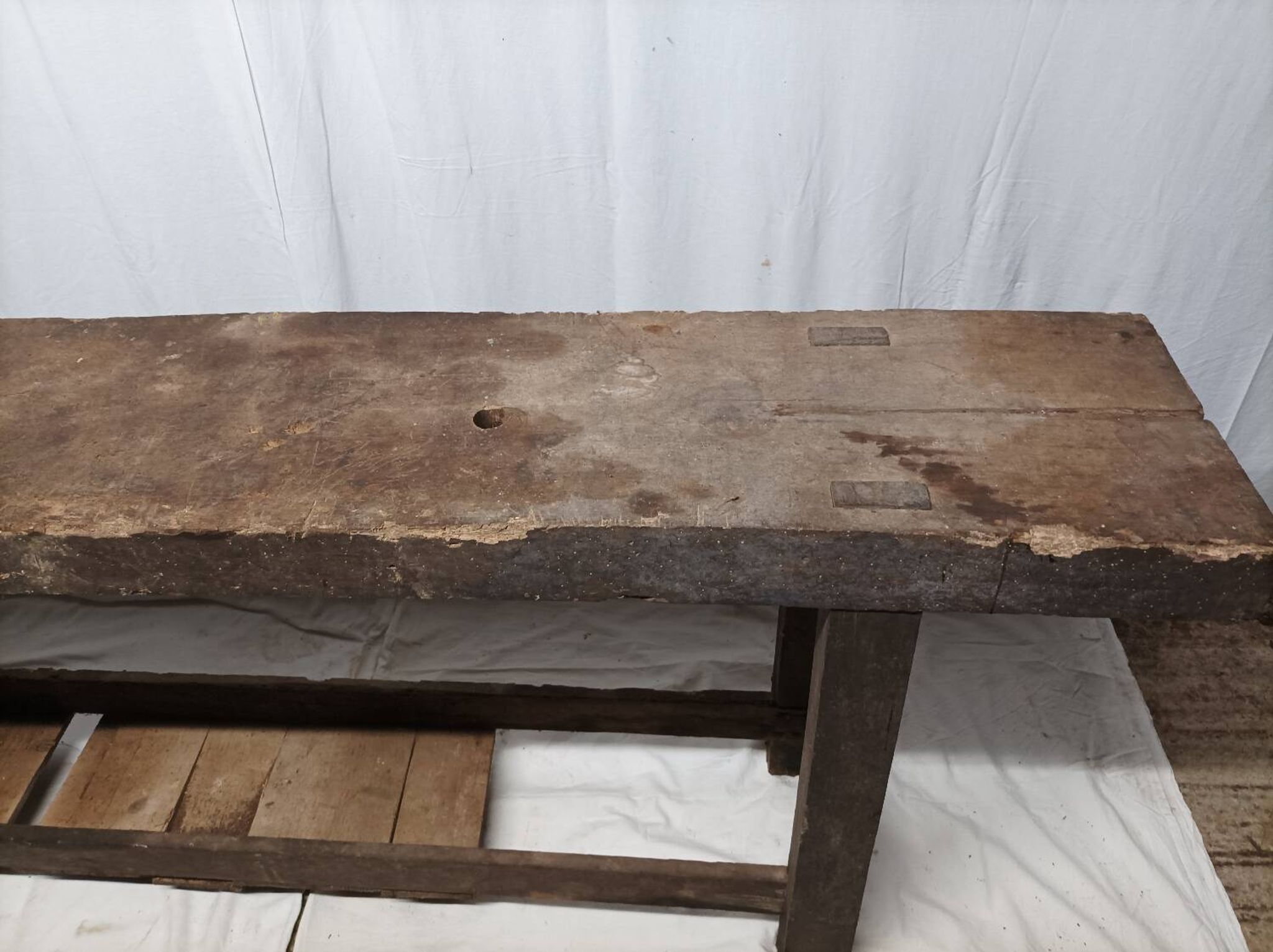 Old vintage wooden workbench