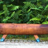 Gymnastic Leather Pommel Horse Bench with Wooden Handles, 1920s