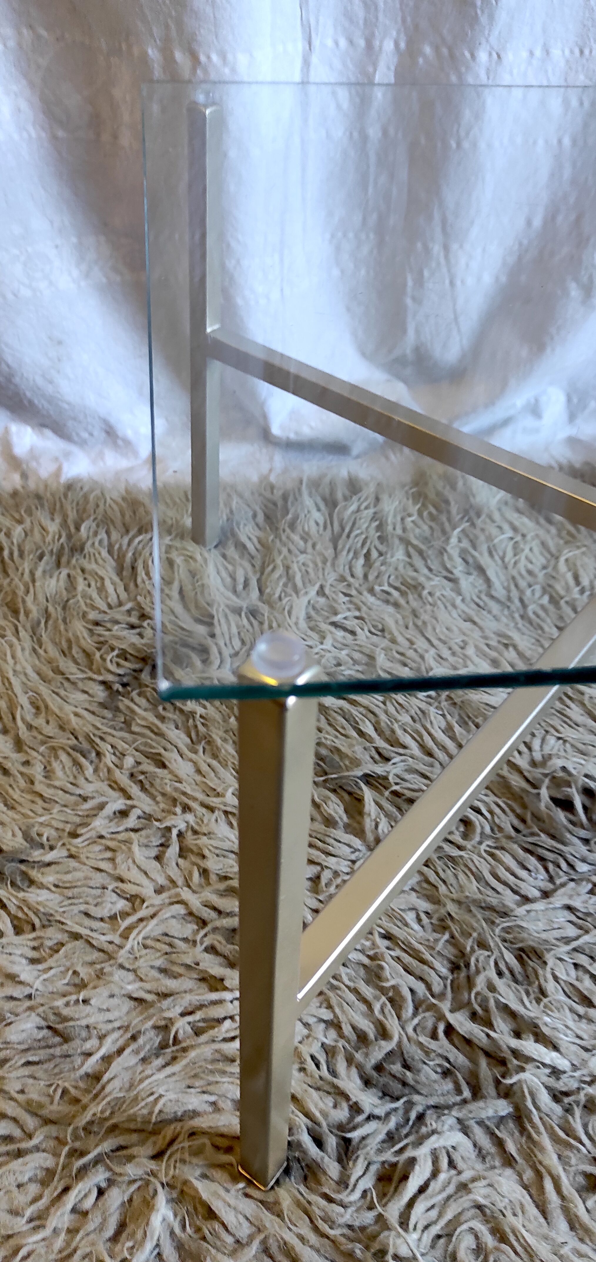 Articulated coffee table gilded metal and glass – 60s/70s