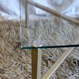 Articulated coffee table gilded metal and glass – 60s/70s