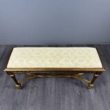 Antique gilded wooden bench in Louis XVI style, 19th century.