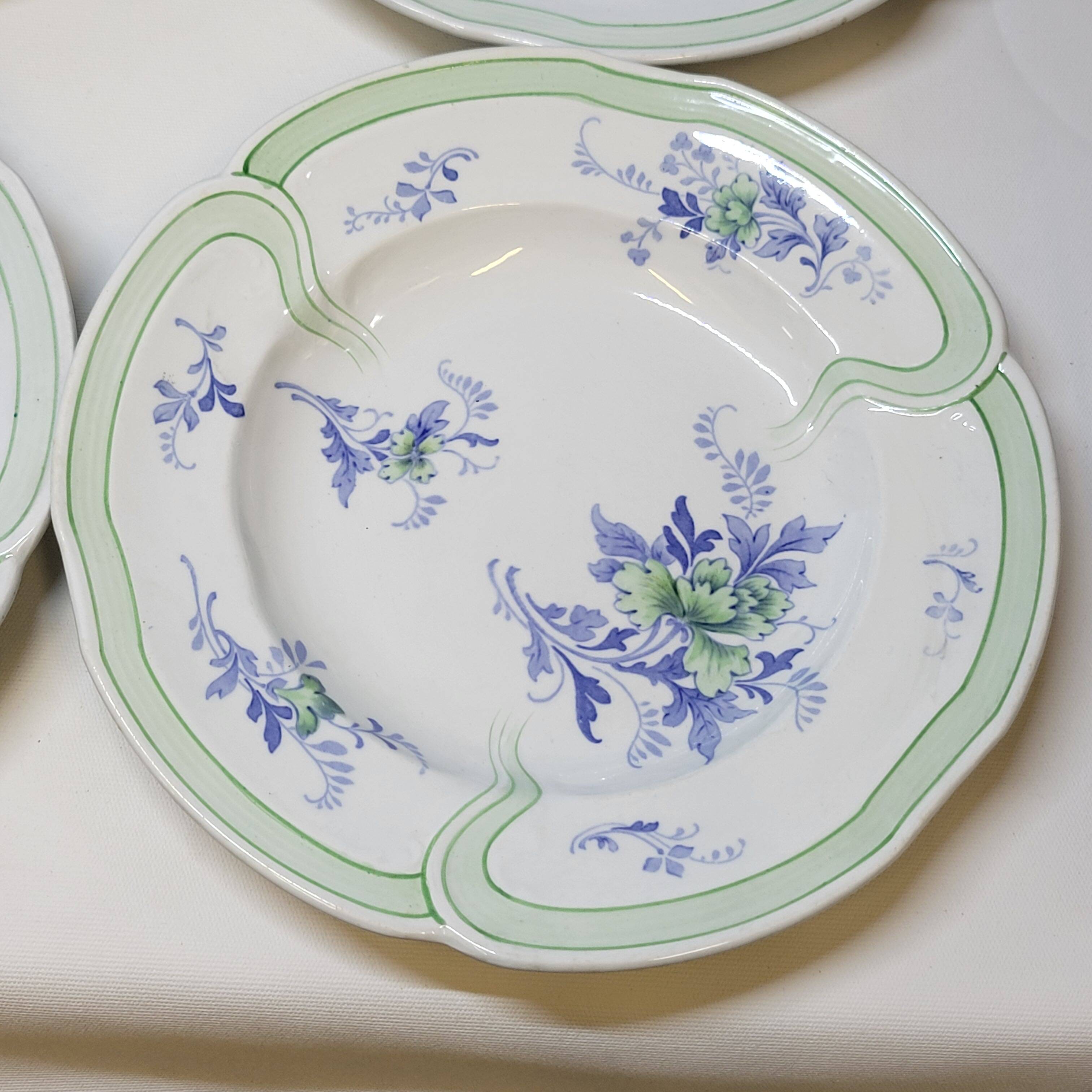 9 Antique KG Lunéville Plates, Regence Model