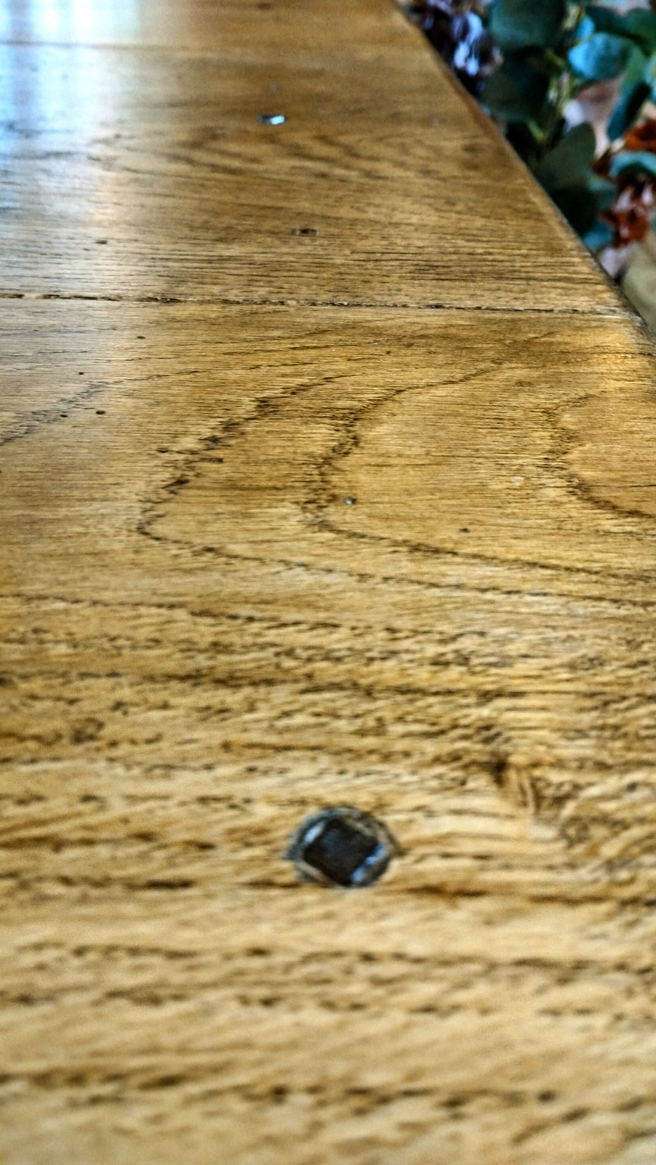 XXL solid oak farmhouse table 260x100 patinated two drawers