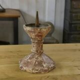 Pair of patinated cast iron candlesticks, 1940s