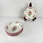 Set of 6 bowls, Réverbère model by KG Lunéville, tulip and rose pattern.