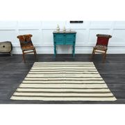 1970s Vintage Turkish Oushak Handmade Wool Cotton Beige Area Rug 150x194