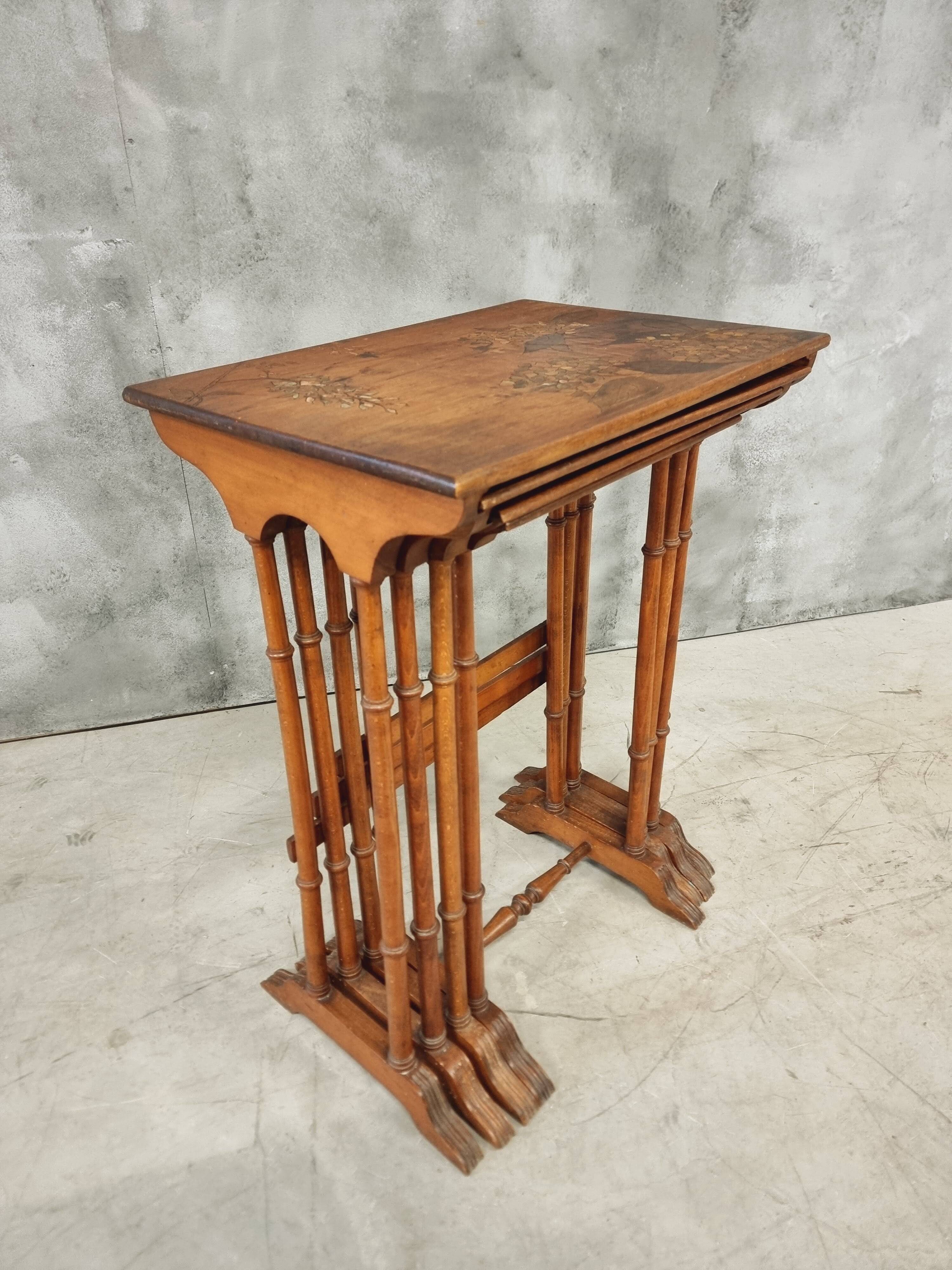 Set of 4 nesting tables Art Nouveau 1930s