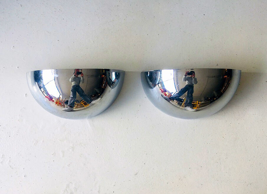 Set of 2 Chrome Plated Wall Lamps, 1950s