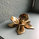 Bougeoir fleur laiton doré