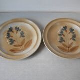 Set of 2 old and large flat plates in Marais sandstone 25 cm table decoration