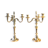 Pair of three-armed silver-plated candelabra