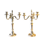 Pair of three-armed silver-plated candelabra
