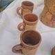 Set of old Corsican cork and terracotta handcrafted pitcher and cup