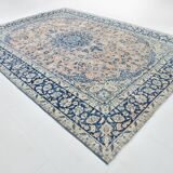 10x14 Navy Blue & Salmon Vintage Persian Rug, Geometric Style Classic Rug
