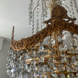 Lustre cascade en bronze et pampilles de cristal