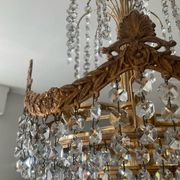 Cascade chandelier in bronze and crystal pendants
