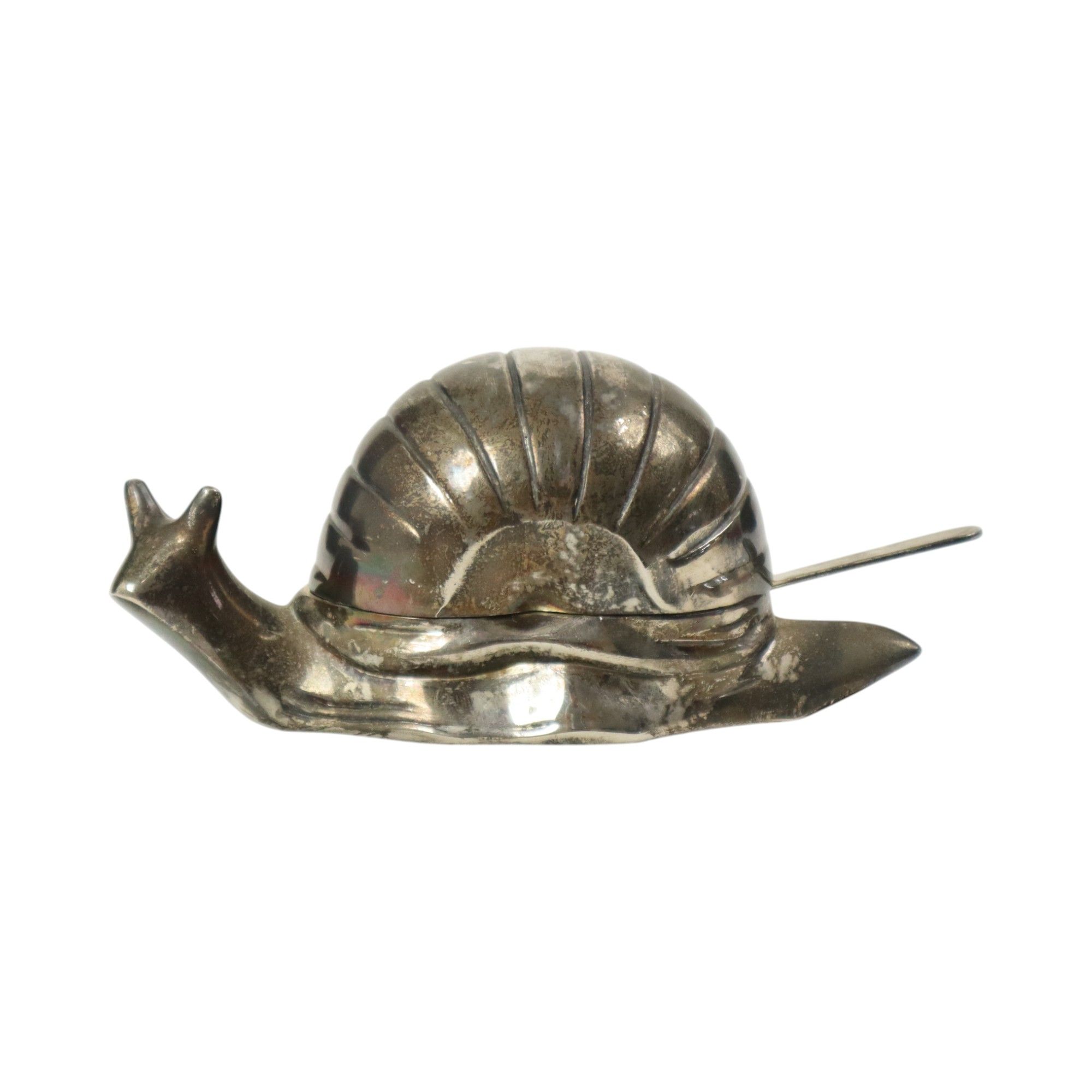 Vintage Silver Plated Butter Dish Snail EP Zinc Hong Kong 1960s