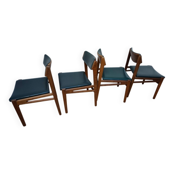 Chaises de salle à manger scandinaves en teck des années 50, ensemble de 4