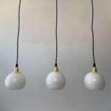 Lot 3 old hanging lamps in vintage opaline 10 cm