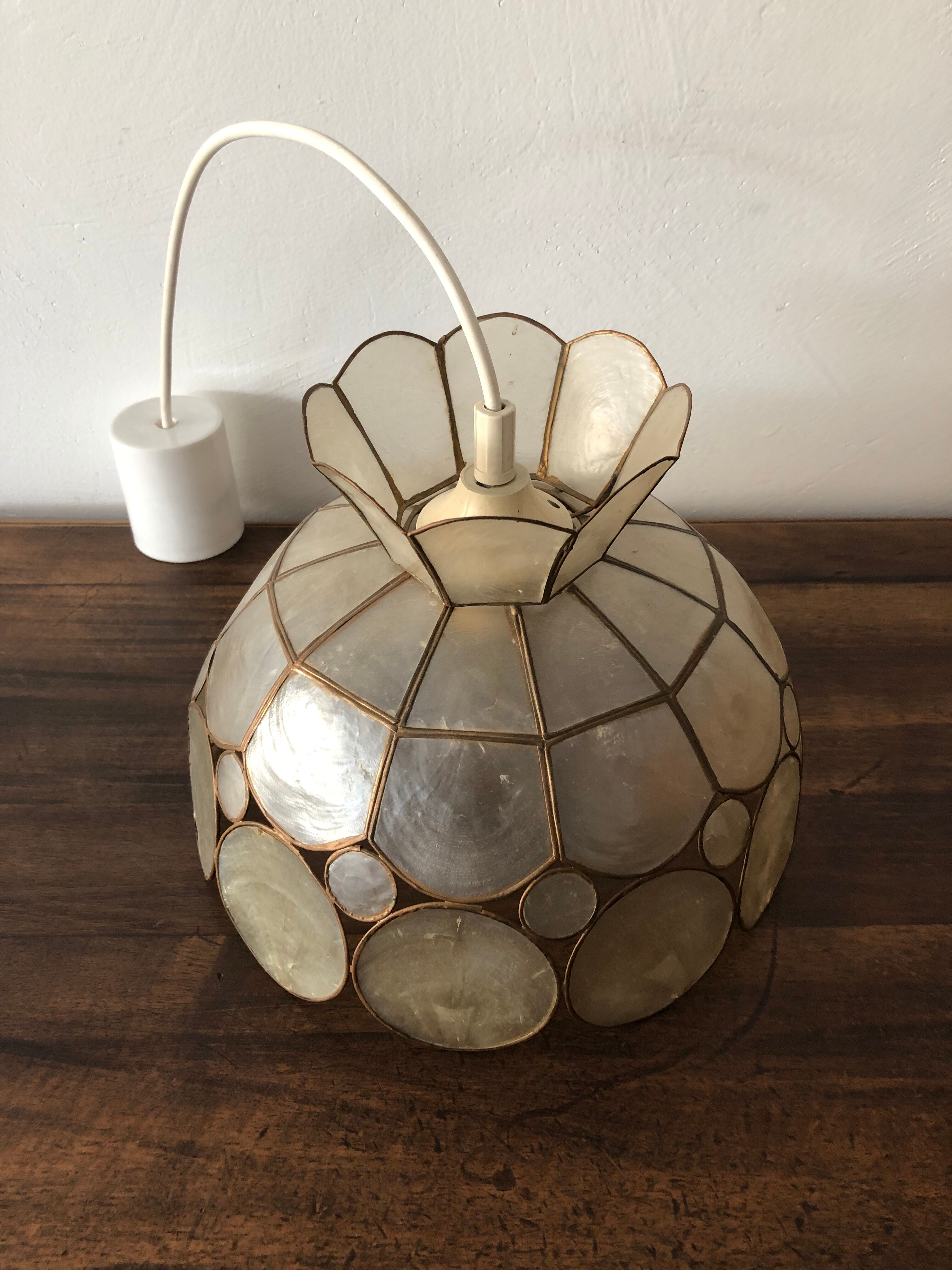 Vintage brass and mother-of-pearl suspension