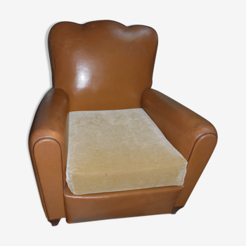 Fauteuil club cuir marron