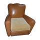 Brown leather club armchair