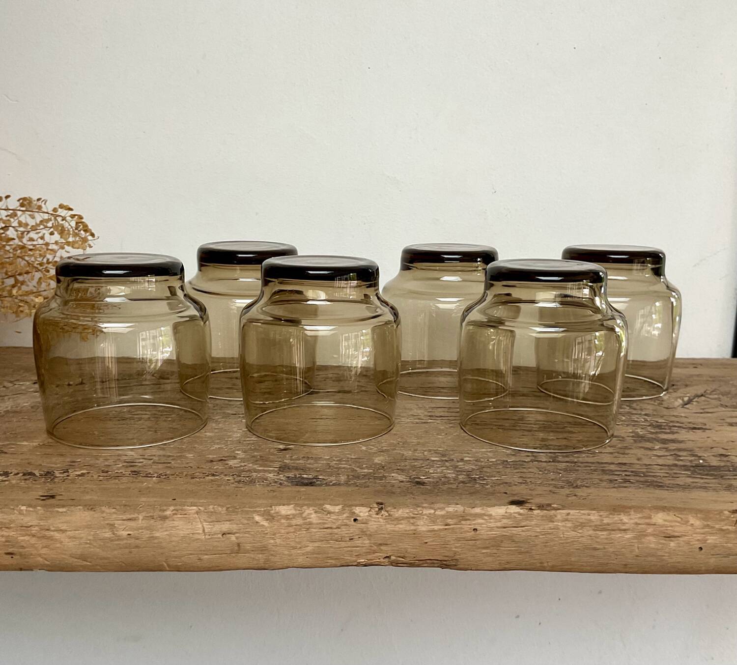 6 Luminarc smoked glass tumblers