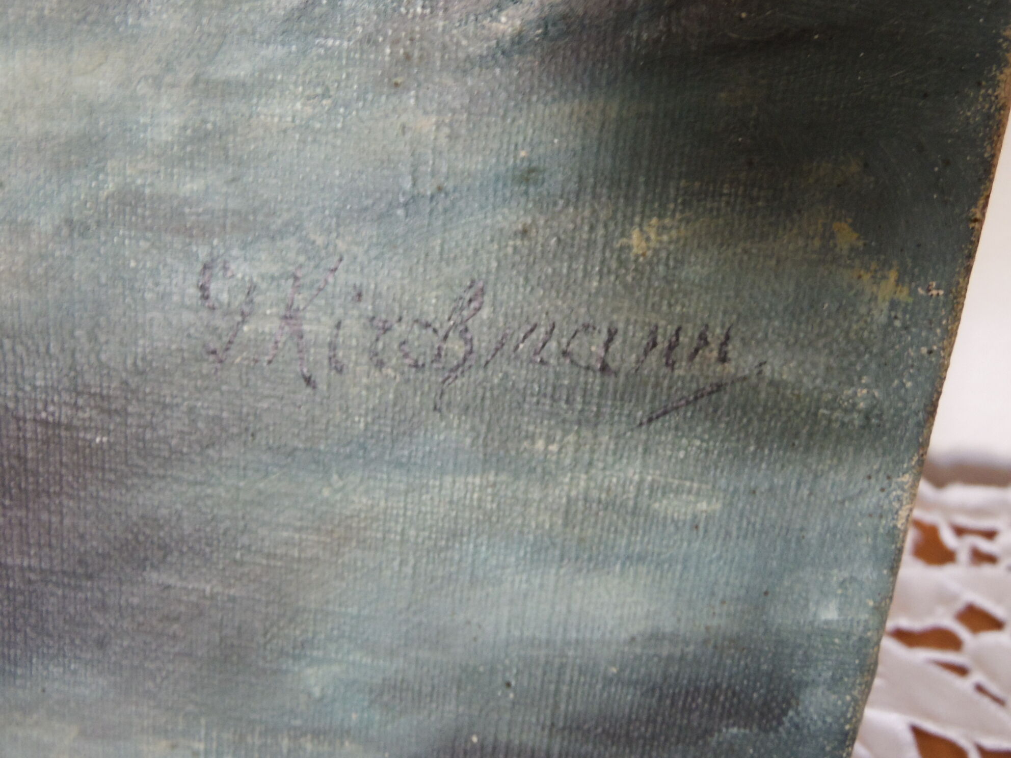 Peinture a l'huile signé, nature morte  pot de geranium