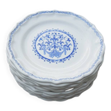 12 Anciennes Assiettes à Dessert en Faïence de Gien - Décor Rouen