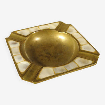 Brass and mother-of-pearl ashtray from the 70s