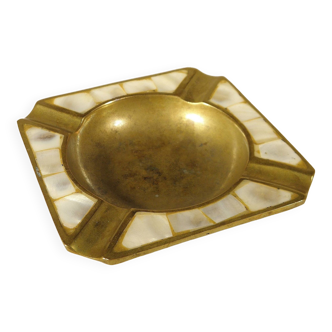 Brass and mother-of-pearl ashtray from the 70s