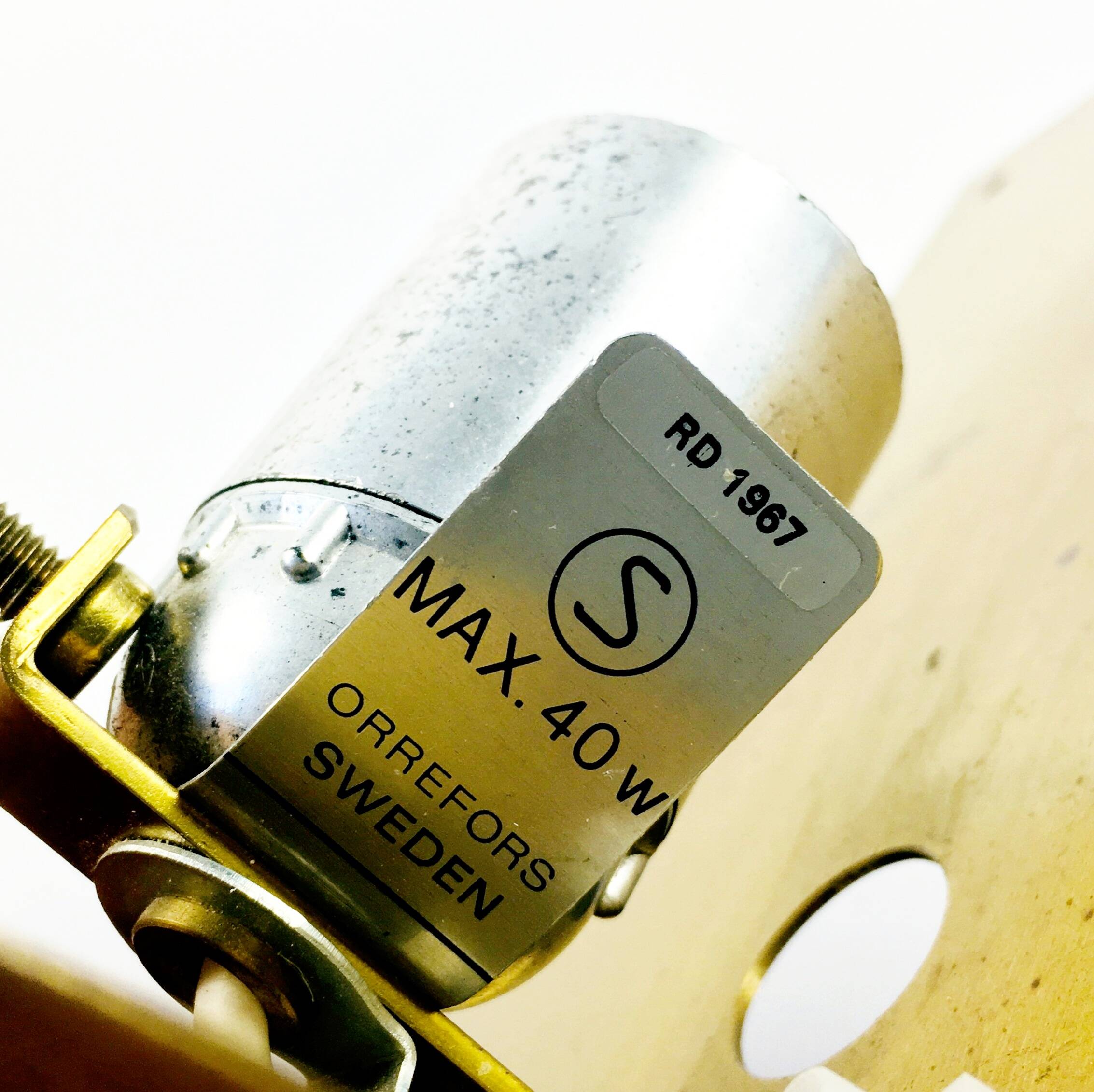 Mid-Century Scandinavian Glass & Brass Wall Light by Carl Fagerlund for Orrefors, Sweden, 1960s