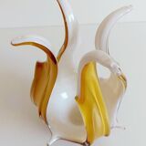 Mid-Century Modern Murano Glass Vase, Amber & Opal, Italy, 1960s