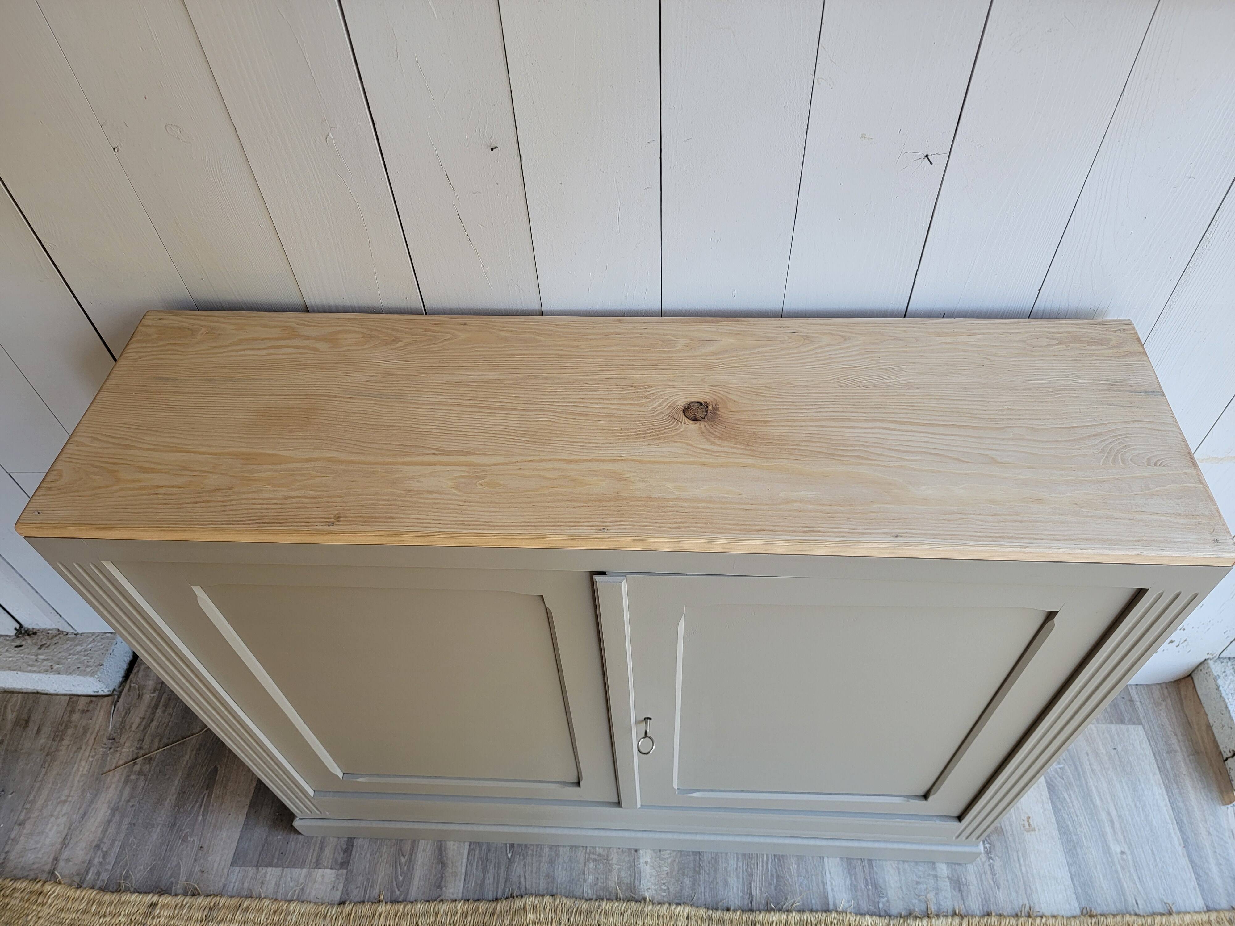 renovated wooden sideboard in brown