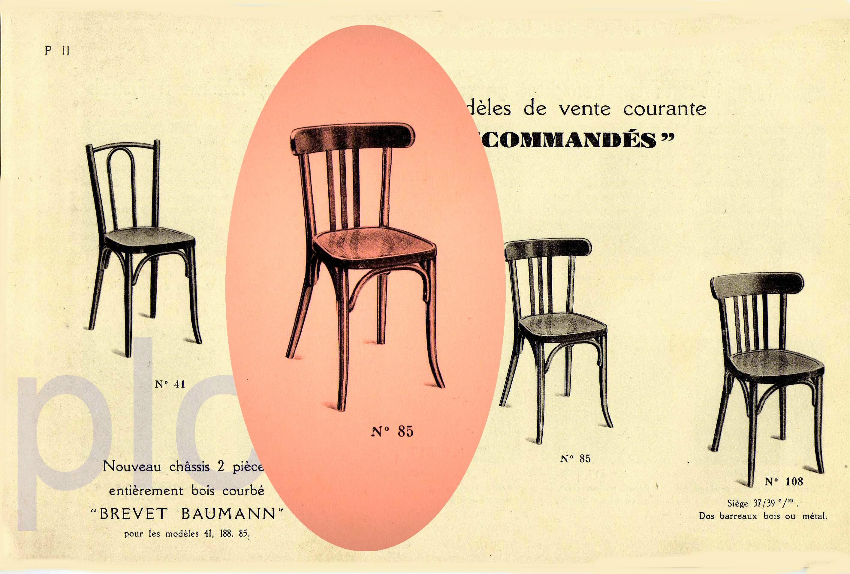 Lot de 2 chaises Baumann n°85 vers 1935