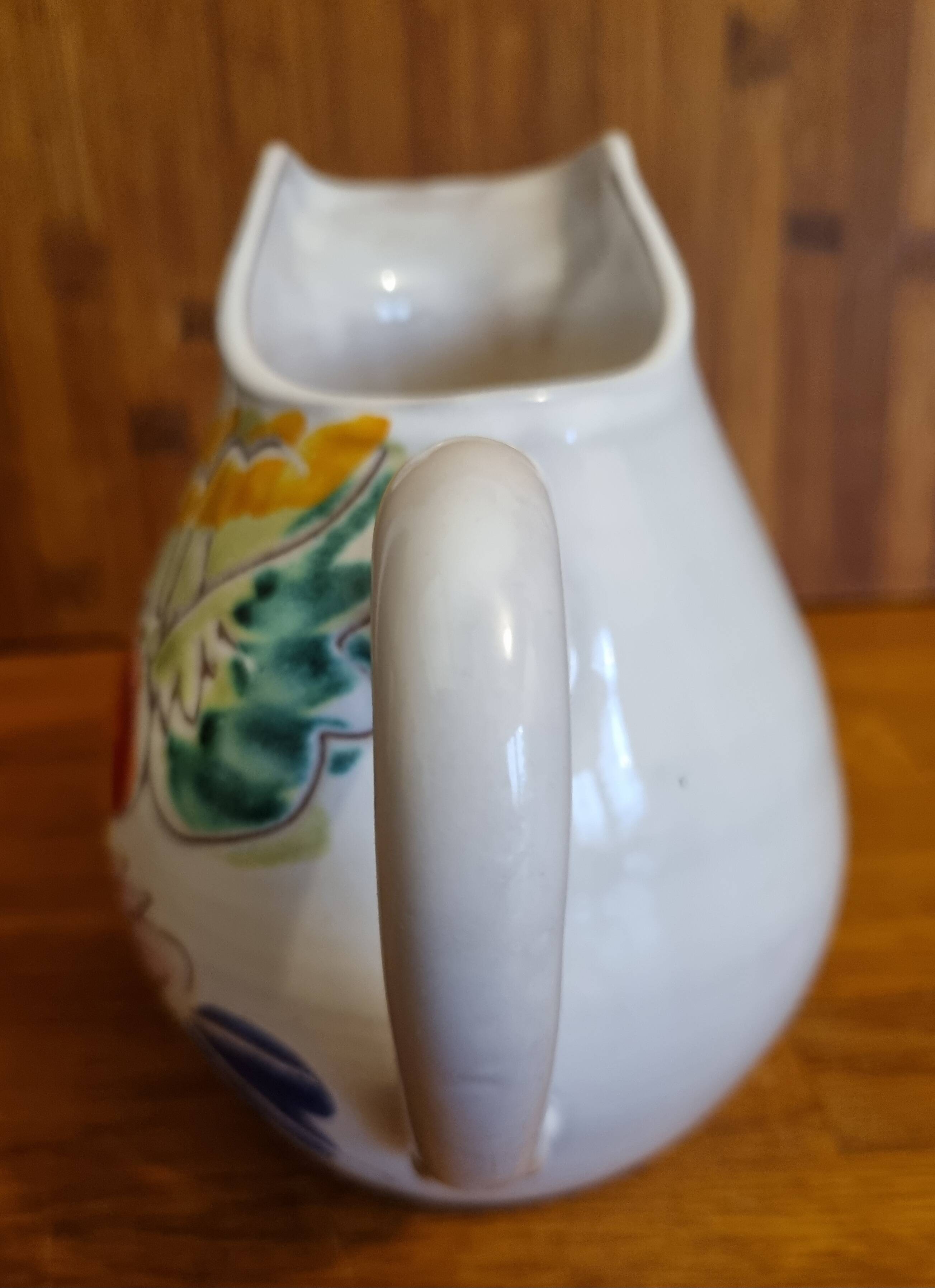 Vintage 50 cl Vallauris ceramic pitcher handmade with floral decor