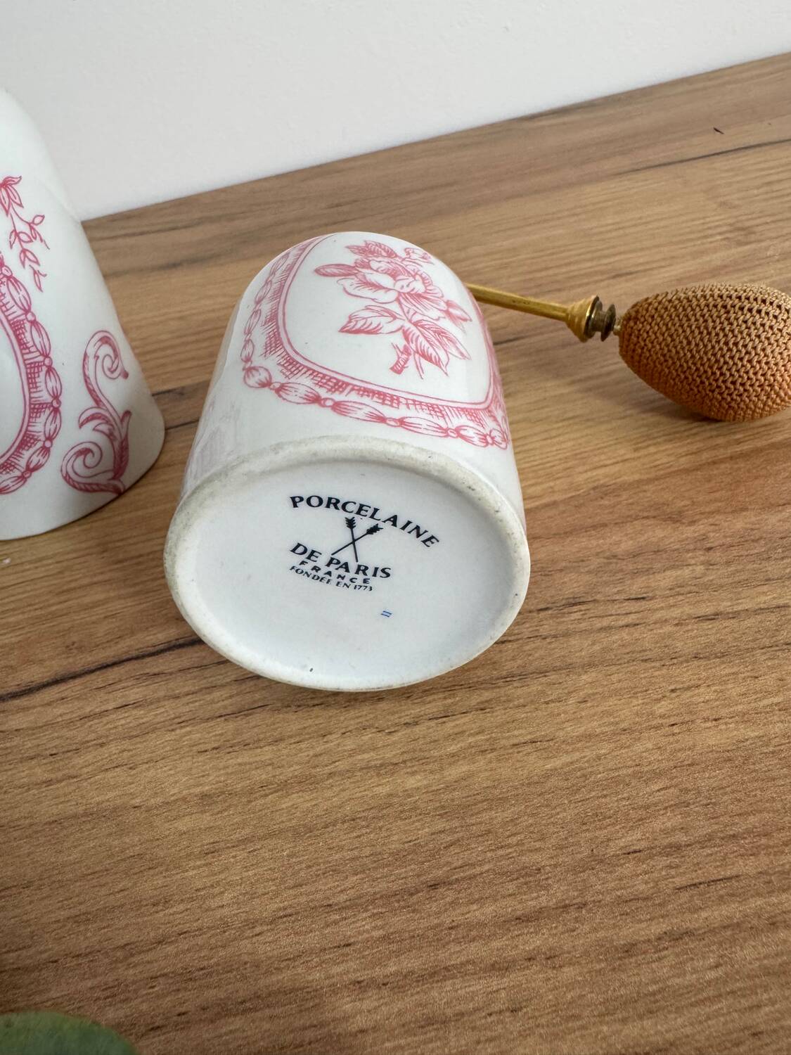 Vintage perfume bottle and spray.