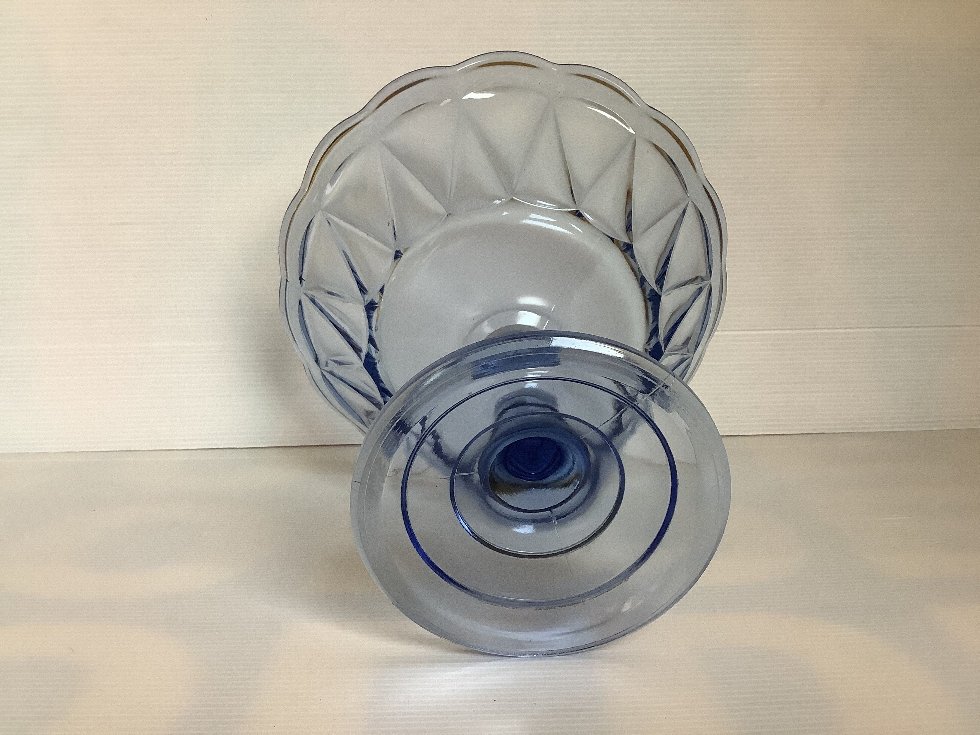 Antique blue molded glass footed cup