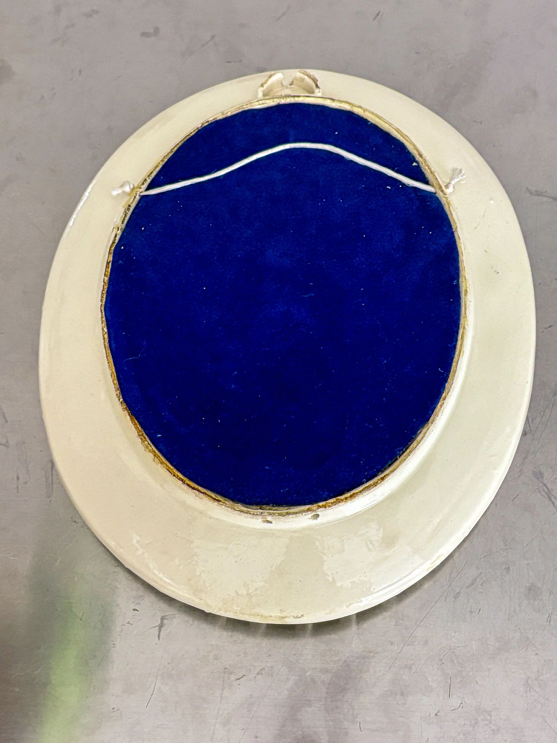 Spanish floral ceramic mirror from Manises, Spain, circa 1970s