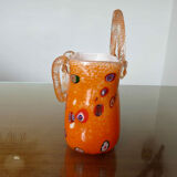 Vase "handbag" in orange Murano glass 60s 70s