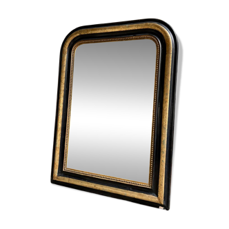 Miroir classique en bois et stuc noir et doré 85 x 63 cm