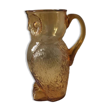 Cruche chouette en verre, 1970
