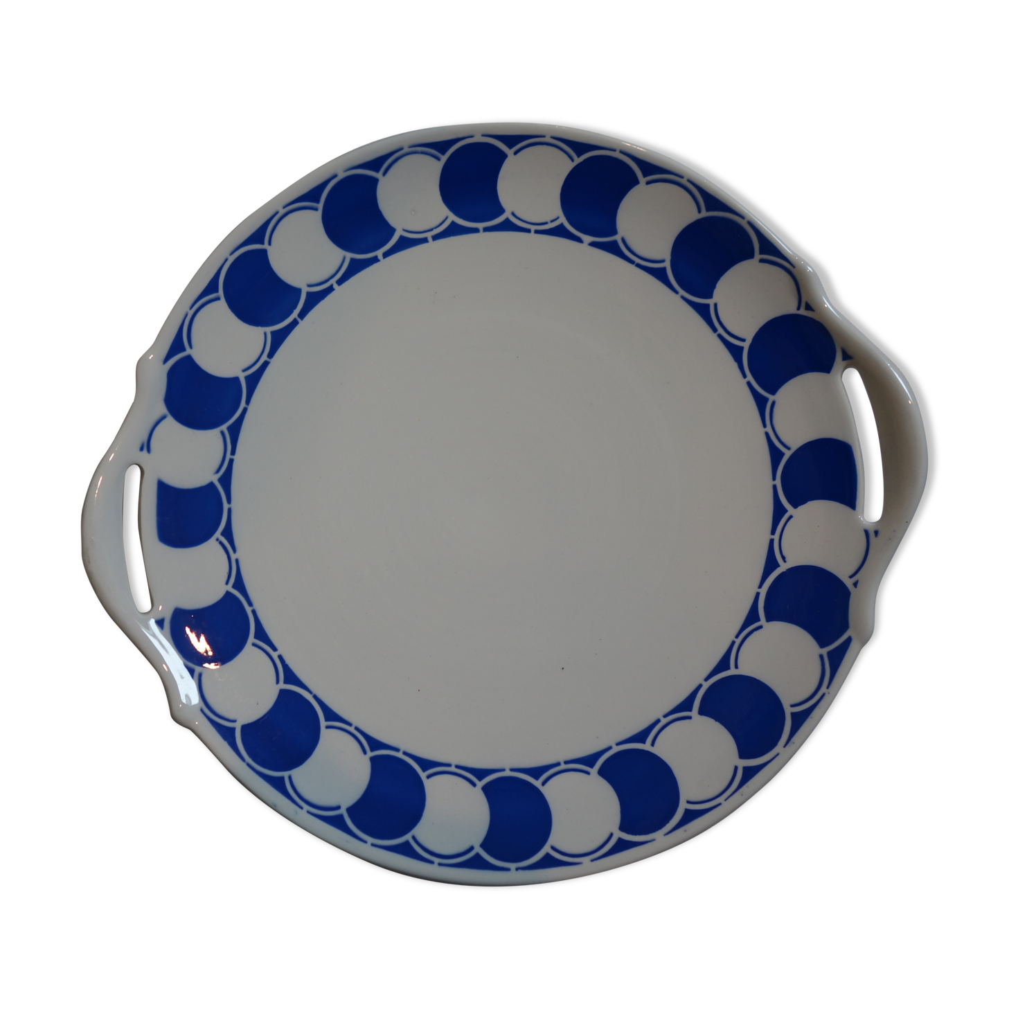 Digoin round blue pattern dish