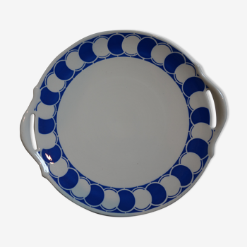 Digoin round blue pattern dish