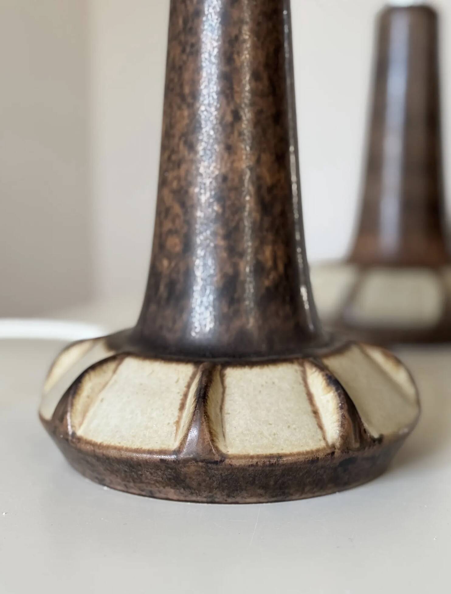 Pair Marianne Starck Stoneware Table Lamps: Michael Andersen Denmark, 1970s