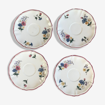 Lot de 4 assiettes à dessert fleuries Sarreguemines